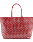 Pre-Loved Saint Louis Tote Goyardine Chevron Coated Canvas PM with Gold Hardware, Red