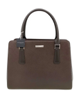 Pre-Loved Tote Leather with Silver Hardware, Dark Brown