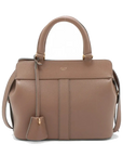 Pre-Loved Cabas Handbag Leather Small with Gold Hardware, Taupe