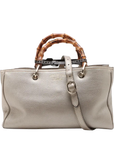 Pre-Loved Bamboo Shopper Tote Leather Medium with Gold Hardware, Champagne Gold