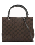 Pre-Loved Bamboo Tote Monogram Canvas with Silver Hardware, Brown