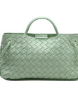 Pre-Loved Andiamo Tote Intrecciato Leather Small with Gold Hardware, Mint Green