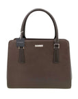 Pre-Loved Tote Leather with Silver Hardware, Dark Brown