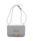 Pre-Loved Hook Shoulder Bag Leather Small with Gold Hardware, Light Grey