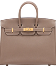 Pre-Loved Birkin Handbag Leather 25 with Gold Hardware, Etoupe