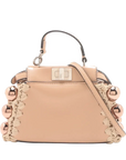 Pre-Loved Peekaboo Handbag Leather Micro with Silver Hardware, Beige
