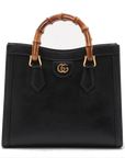 Pre-Loved Diana Bamboo Tote Leather Small with Gold Hardware, Black