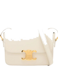 Pre-Loved Triomphe Shoulder Bag Leather Teen with Gold Hardware, White