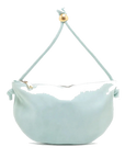 Pre-Loved Knot Shoulder Bag Suede Small with Gold Hardware, Light Blue