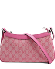 Pre-Loved GG-P Half-Moon Shoulder Bag Monogram Coated Canvas Small with Silver Hardware, Pink