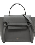 Pre-Loved Belt Bag Handbag Leather Micro with Gold Hardware, Gray