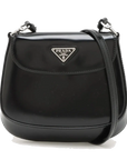 Pre-Loved Cleo Spazzolato Crossbody Bag Leather Small with Silver Hardware, Black