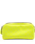 Pre-Loved Dopp Kit Pochette Monogram Coated Canvas with Silver Hardware, Neon Yellow