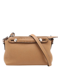Pre-Loved Selleria Peekaboo Crossbody Bag Leather Mini with Silver Hardware, Tan