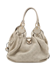 Pre-Loved Mahina XL Shoulder Bag Monogram Leather XL with Gold Hardware, Off-White