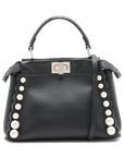 Pre-Loved Peekaboo Handbag Leather Mini with Silver Hardware, Black