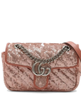 Pre-Loved GG Marmont Shoulder Bag Quilted Sequins Mini with Silver Hardware, Pink