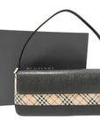 Pre-Loved Shoulder Bag Nova Check Coated Canvas with Silver Hardware, Beige and Black