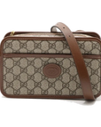 Pre-Loved GG Retro Interlocking G Camera Bag Crossbody Bag GG Supreme Coated Canvas Mini with Gold Hardware, Beige and Ebony