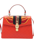 Pre-Loved Sylvie Handbag Monogram Leather Medium with Gold Hardware, Red