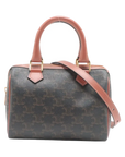 Pre-Loved Boston Triomphe Handbag Triomphe Coated Canvas Small with Gold Hardware, Brown