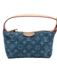 Pre-Loved Pochette Accessoires Pochette Monogram Denim with Gold Hardware, Blue