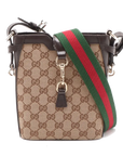 Pre-Loved Jackie Crossbody Bag Monogram Coated Canvas Mini with Gold Hardware, Beige Brown