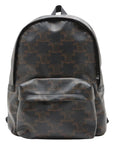 Pre-Loved Triomphe Backpack Triomphe Coated Canvas with Silver Hardware, Black and Brown