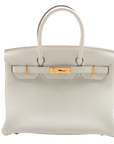Pre-Loved Birkin Handbag Leather 30 with Gold Hardware, White