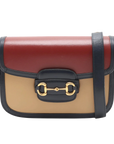 Pre-Loved Horsebit 1955 Shoulder Bag Leather Small with Gold Hardware, Red, Tan and Navy