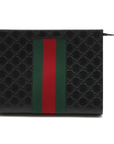 Pre-Loved Web Microguccissima Pouch Clutch Microguccissima Leather with Silver Hardware, Black