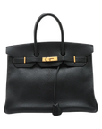 Pre-Loved Birkin Handbag Leather 35 with Gold Hardware, Black