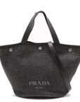 Pre-Loved Denim Tote Tote Denim with Silver Hardware, Black
