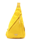 Pre-Loved Padded Nylon Triangle Sling Sling Bag Nylon with Silver Hardware, Yellow