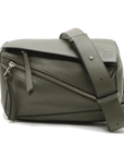 Pre-Loved Puzzle Crossbody Bag Leather Small with Silver Hardware, Khaki Green