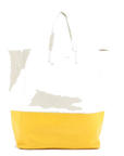 Pre-Loved Cabas Bi-Cabas Vertical Tote Leather with Gold Hardware, White and Yellow