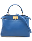 Pre-Loved Peekaboo Handbag Leather Mini with Gold Hardware, Blue