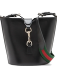 Pre-Loved Web Bucket Bag Bucket Bag Leather with Gold Hardware, Black