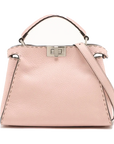 Pre-Loved Peekaboo Selleria Handbag Leather Mini with Silver Hardware, Pink