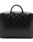 Pre-Loved GG Embossed Briefcase Leather with Silver Hardware, Black