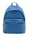 Pre-Loved Intrecciato Backpack Leather with Black Hardware, Blue