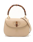 Pre-Loved Bamboo Handbag Leather with Gold Hardware, Beige
