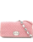 Pre-Loved Matelassé Crystal Shoulder Bag Quilted Leather Small with Silver Hardware, Pink