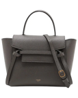 Pre-Loved Belt Bag Handbag Leather Micro with Gold Hardware, Gray