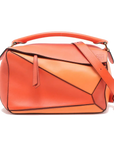 Pre-Loved Puzzle Handbag Colorblock Leather Medium with Gold Hardware, Orange