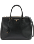 Pre-Loved Galleria Double Zip Tote Leather Medium with Gold Hardware, Black