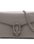 Pre-Loved Dionysus Super Mini Crossbody Bag Leather with Aged Silver Hardware, Gray