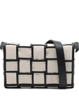 Pre-Loved Cassette Crossbody Bag Intrecciato Canvas with Silver Hardware, Cream