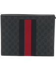 Pre-Loved GG Supreme Web Pouch Pochette Monogram Coated Canvas with Silver Hardware, Black