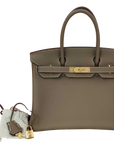 Pre-Loved Birkin Handbag Leather 30 with Gold Hardware, Etoupe